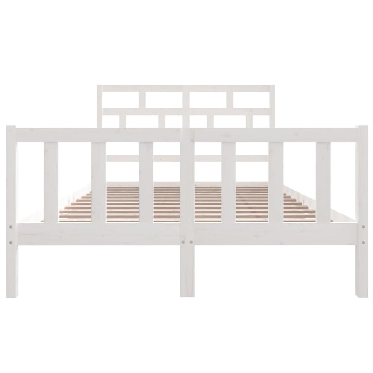 Bedframe massief grenenhout wit 160x200 cm