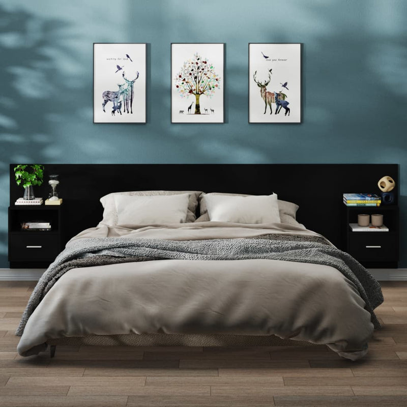 Nachtkastjes 2 st wandgemonteerd zwart MeubelReus