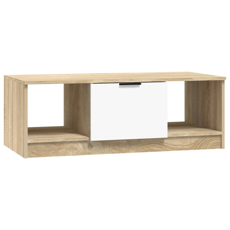 Salontafel 102x50x36 cm bewerkt hout wit en sonoma eikenkleurig MeubelReus