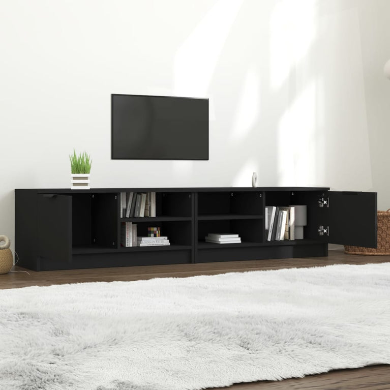 Tv-meubelen 2 st 80x35x36,5 cm bewerkt hout zwart