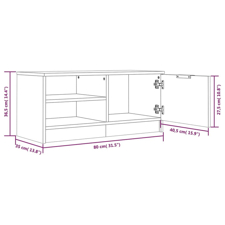 Tv-meubelen 2 st 80x35x36,5 cm bewerkt hout zwart