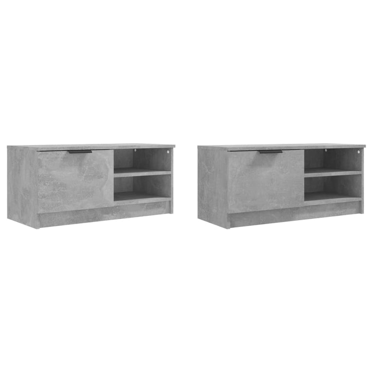 Tv-meubelen 2 st 80x35x36,5 cm bewerkt hout betongrijs