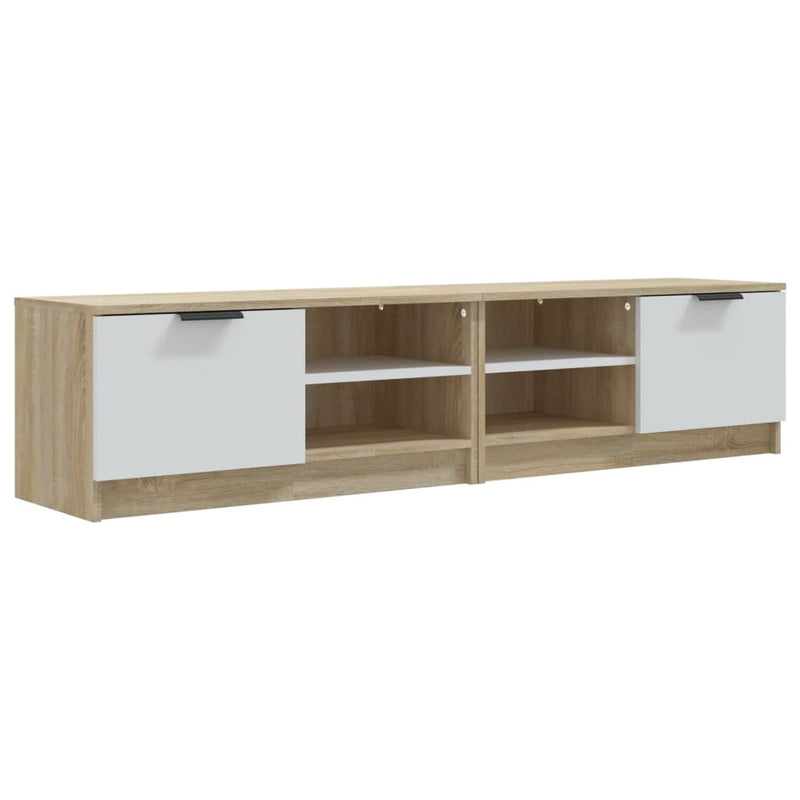 Tv-meubelen 2 st 80x35x36,5 cm bewerkt hout wit en sonoma eiken