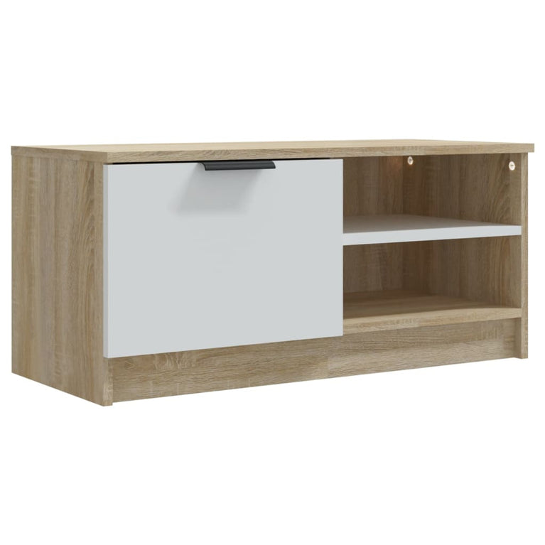 Tv-meubelen 2 st 80x35x36,5 cm bewerkt hout wit en sonoma eiken