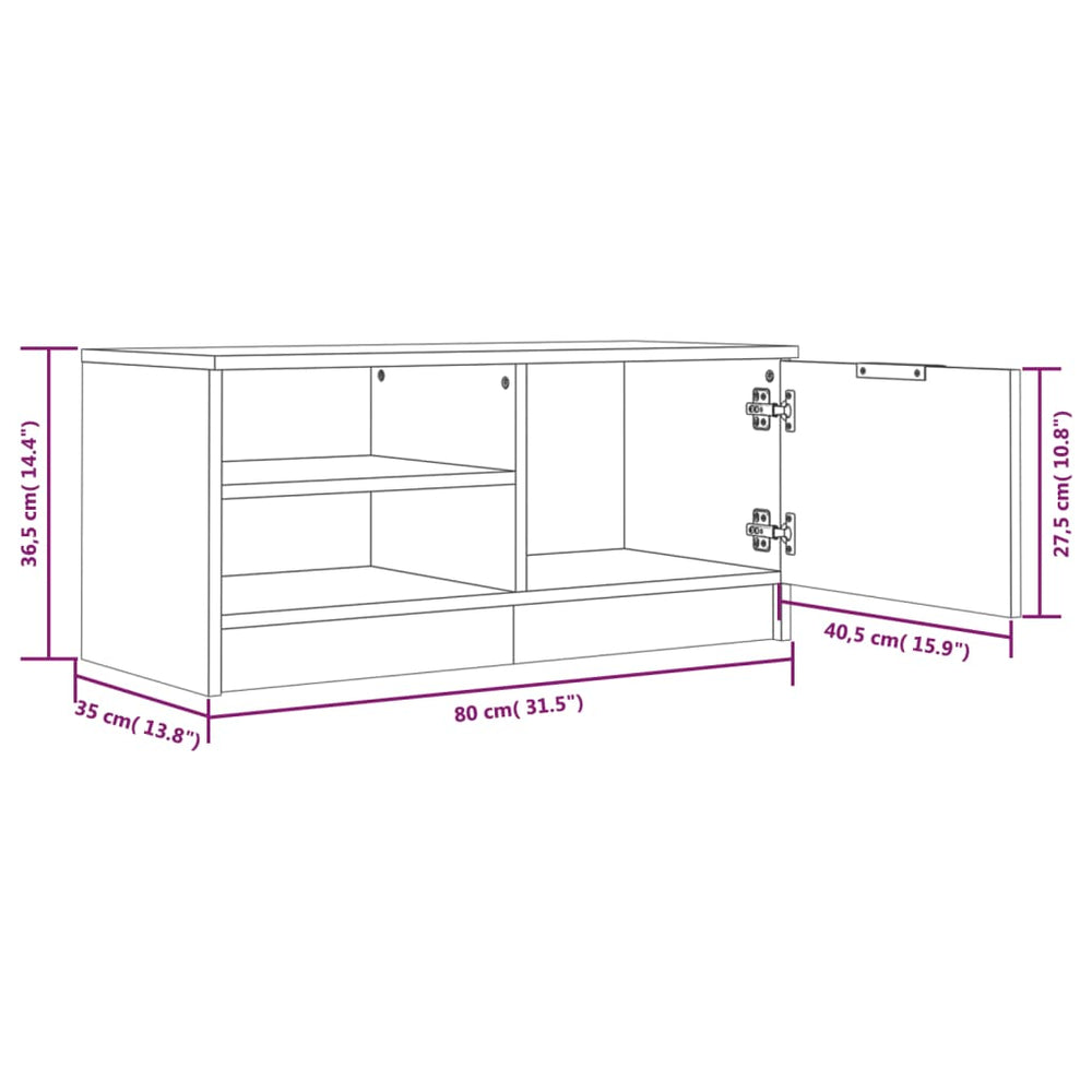Tv-meubel 80x35x36,5 cm bewerkt hout hoogglans wit MeubelReus