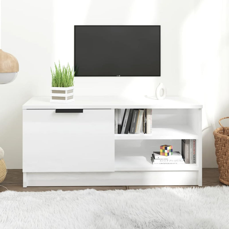 Tv-meubel 80x35x36,5 cm bewerkt hout hoogglans wit MeubelReus