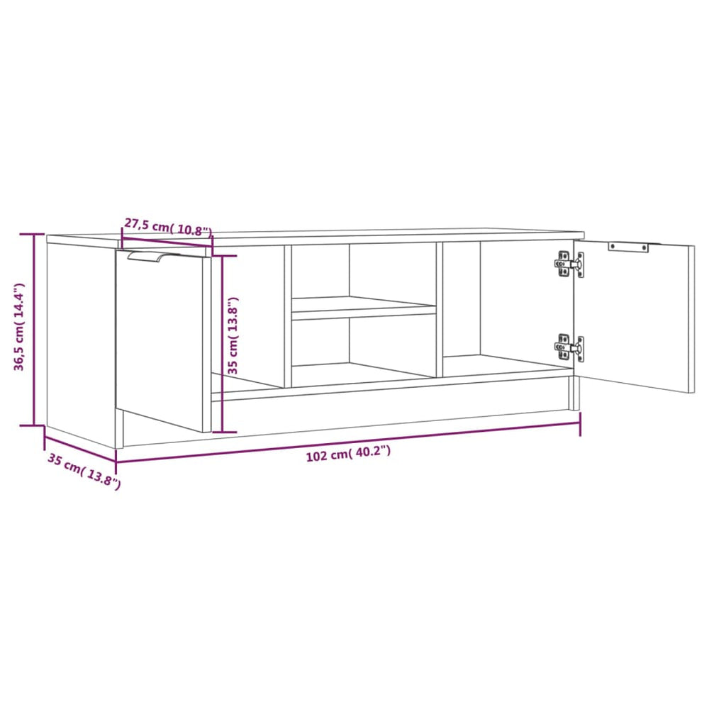 Tv-meubel 102x35x36,5 cm bewerkt hout betongrijs MeubelReus
