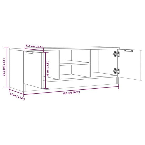 Tv-meubel 102x35x36,5 cm bewerkt hout betongrijs MeubelReus