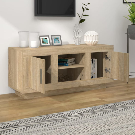 Tv-meubel 102x35x45 cm bewerkt hout sonoma eikenkleurig MeubelReus