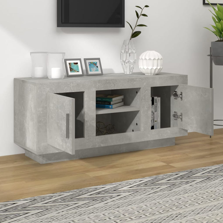 Tv-meubel 102x35x45 cm bewerkt hout betongrijs MeubelReus