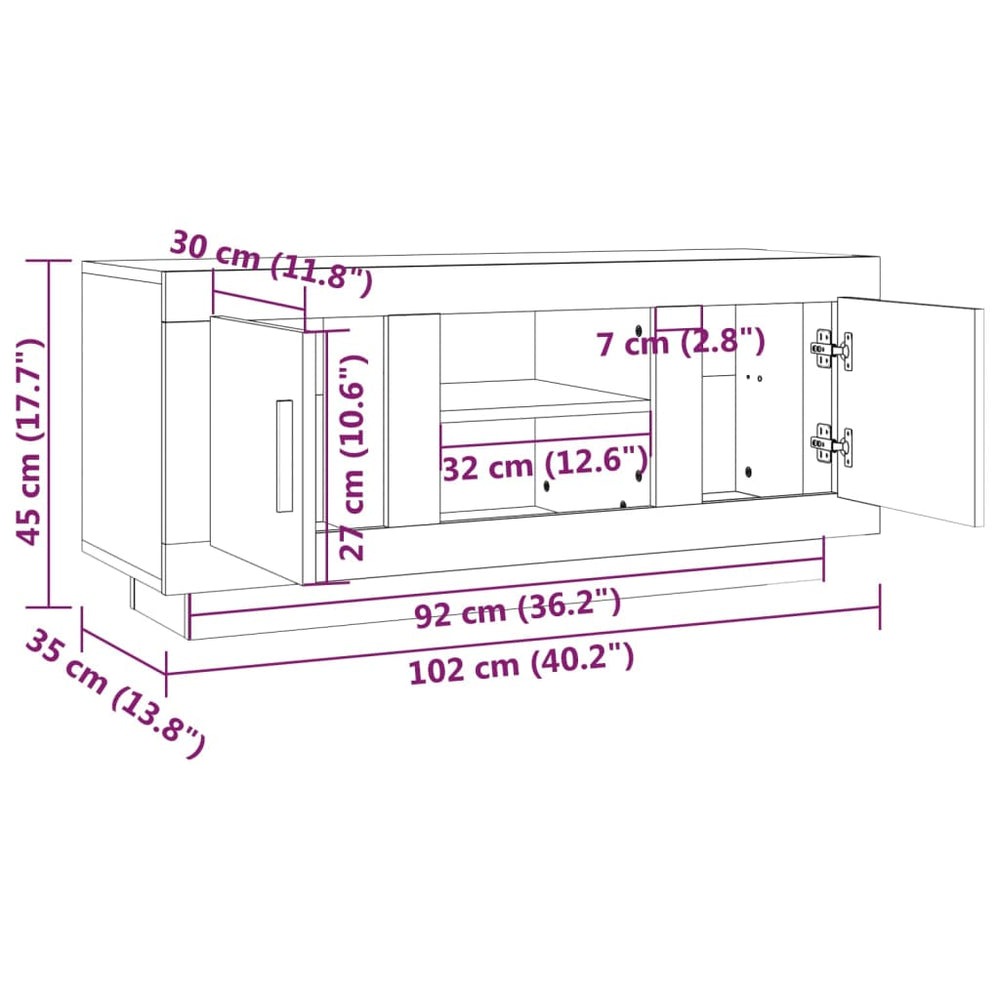 Tv-meubel 102x35x45 cm bewerkt hout betongrijs MeubelReus