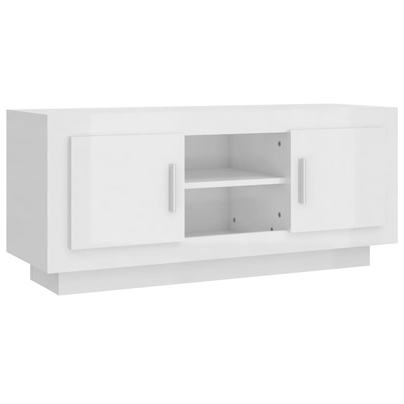 Tv-meubel 102x35x45 cm bewerkt hout hoogglans wit MeubelReus