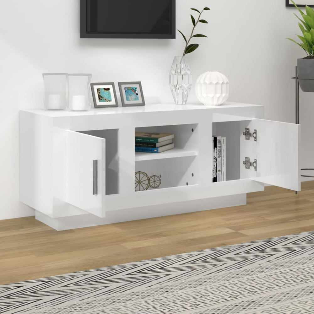 Tv-meubel 102x35x45 cm bewerkt hout hoogglans wit MeubelReus