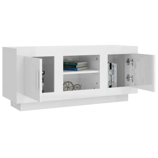 Tv-meubel 102x35x45 cm bewerkt hout hoogglans wit MeubelReus