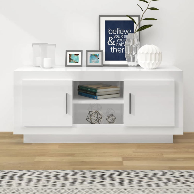 Tv-meubel 102x35x45 cm bewerkt hout hoogglans wit MeubelReus