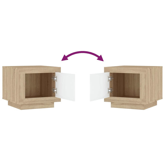 Salontafel 51x50x45 cm bewerkt hout wit en sonoma eikenkleurig MeubelReus