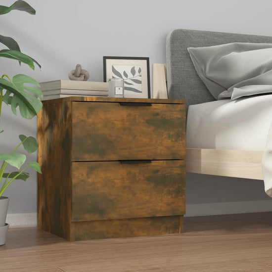Nachtkastjes 2 st bewerkt hout gerookt eikenkleurig MeubelReus