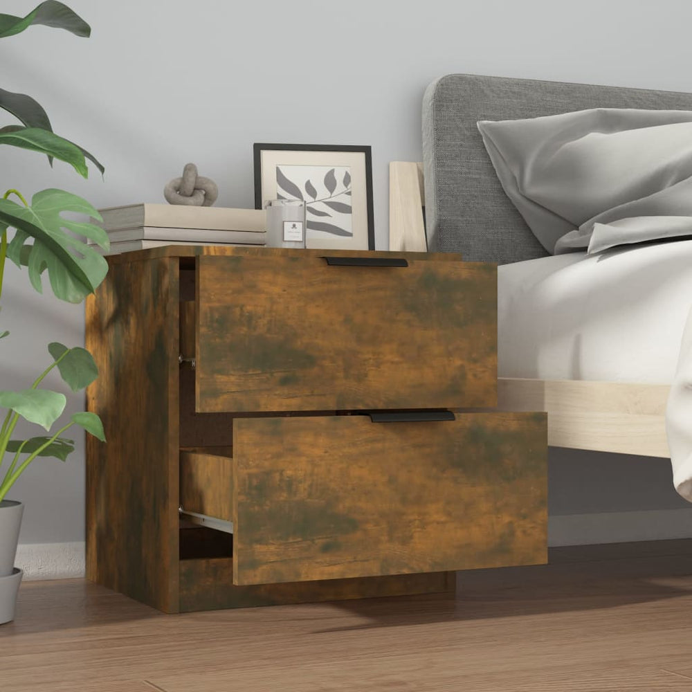 Nachtkastjes 2 st bewerkt hout gerookt eikenkleurig MeubelReus