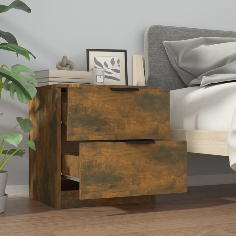 Nachtkastjes 2 st bewerkt hout gerookt eikenkleurig MeubelReus