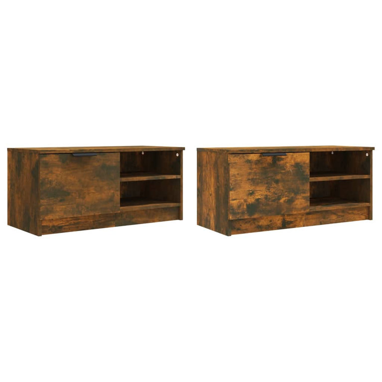 Tv-meubelen 2 st 80x35x36,5 cm bewerkt hout gerookt eikenkleur MeubelReus