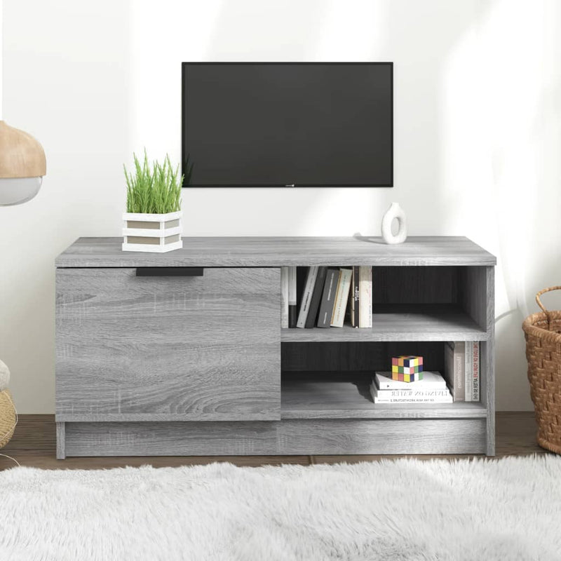 Tv-meubel 80x35x36,5 cm bewerkt hout grijs sonoma eikenkleurig MeubelReus