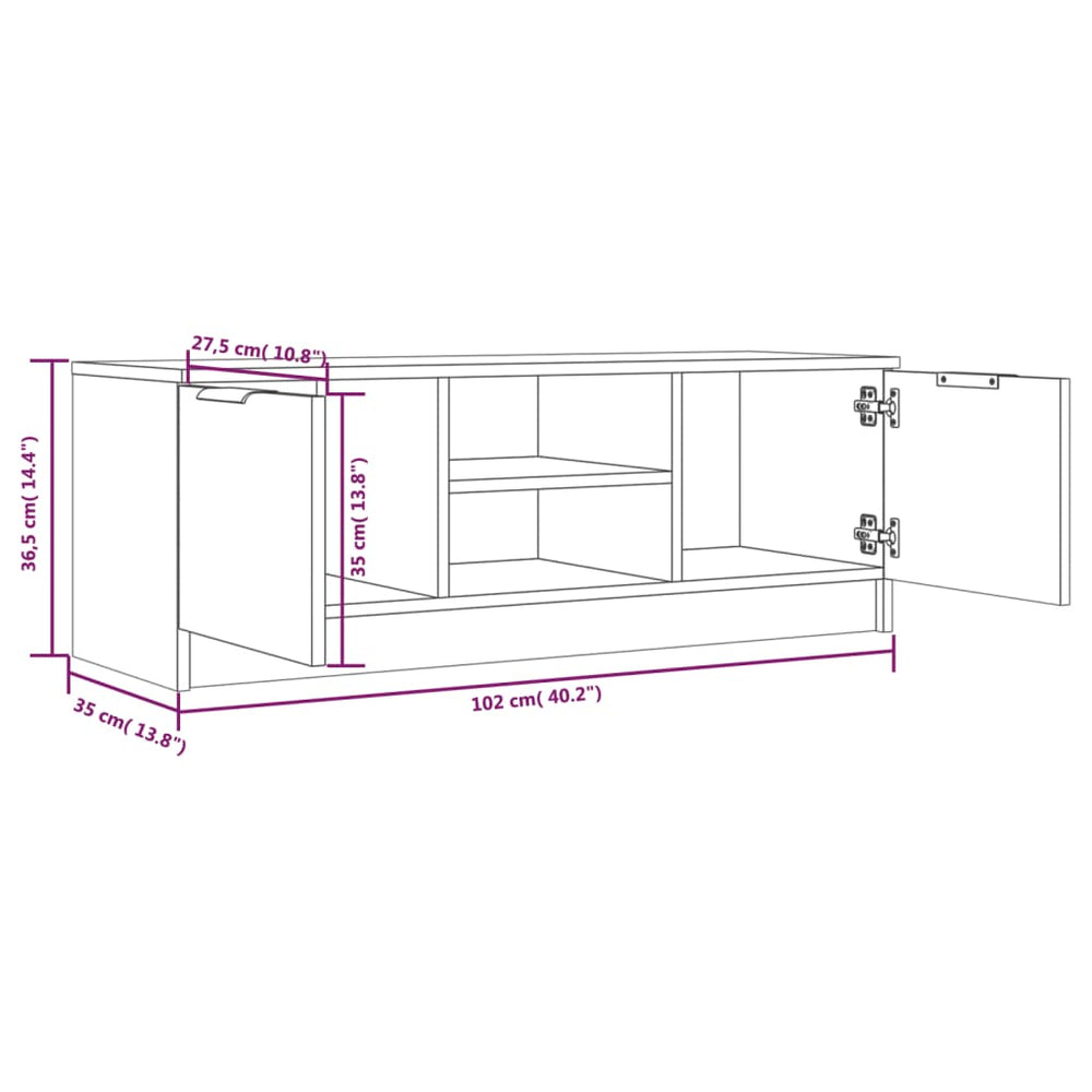 Tv-meubel 102x35x36,5 cm bewerkt hout grijs sonoma eikenkleurig MeubelReus