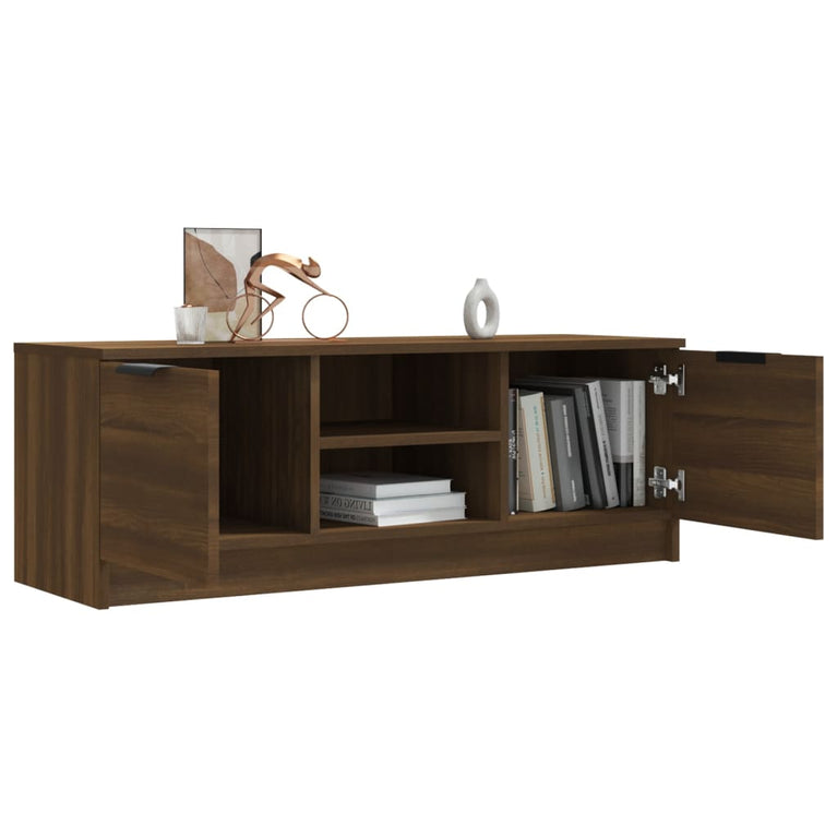 Tv-meubel 102x35x36,5 cm bewerkt hout bruin eikenkleur