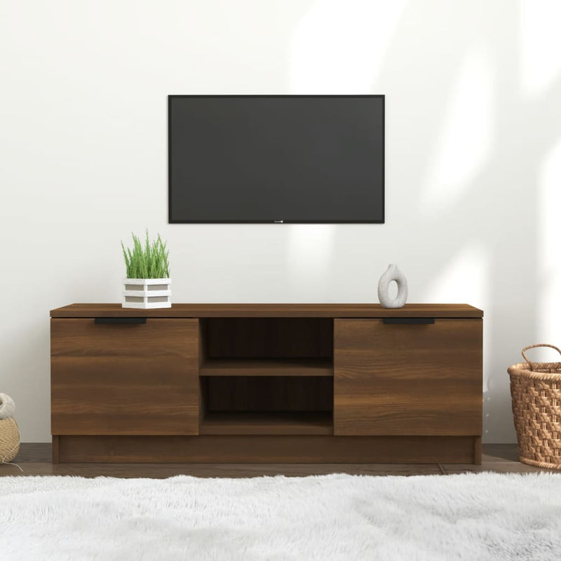 Tv-meubel 102x35x36,5 cm bewerkt hout bruin eikenkleur