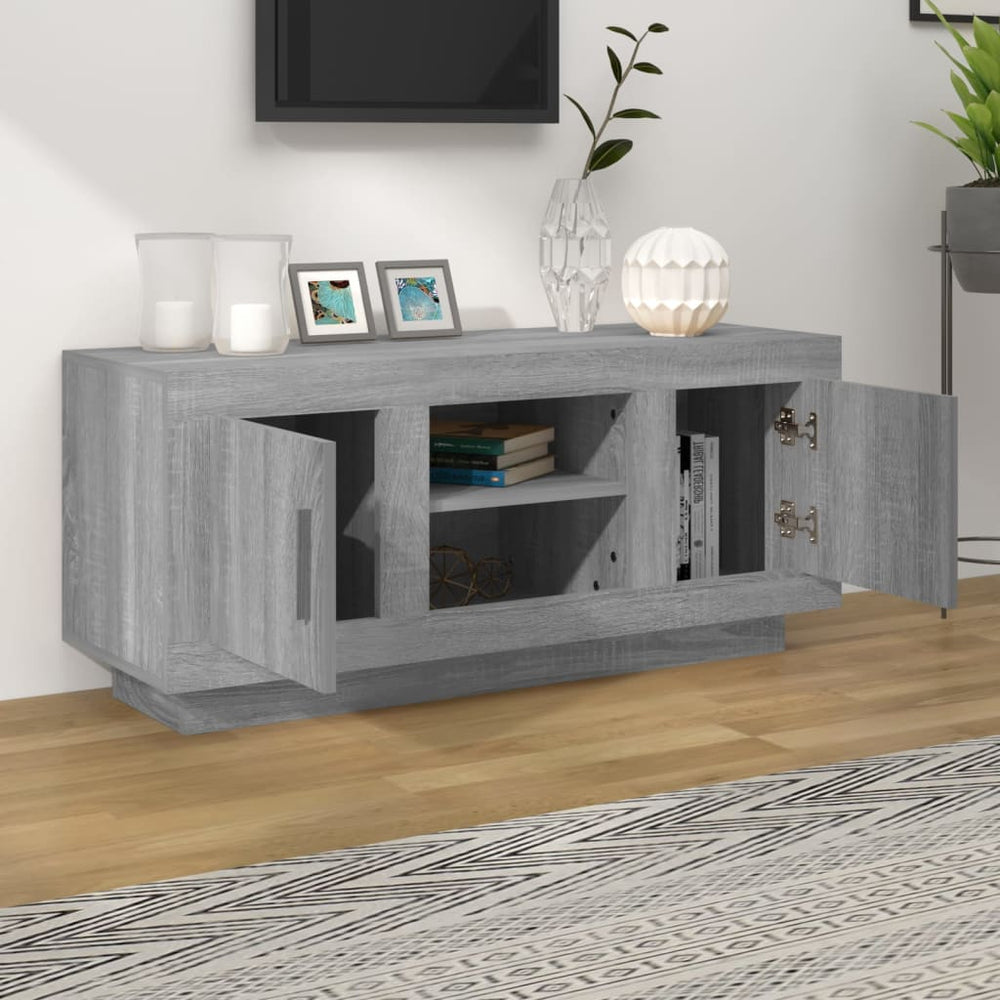 Tv-meubel 102x35x45 cm bewerkt hout grijs sonoma eikenkleurig MeubelReus