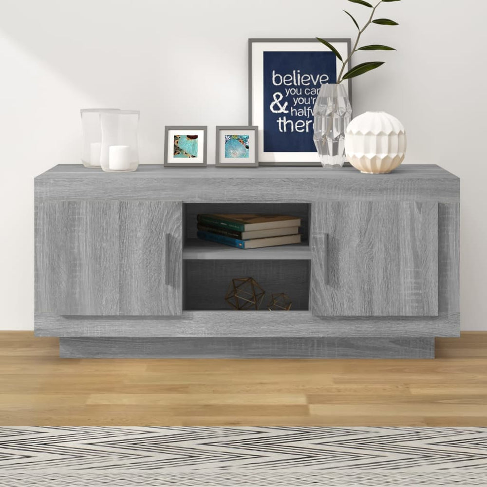Tv-meubel 102x35x45 cm bewerkt hout grijs sonoma eikenkleurig MeubelReus
