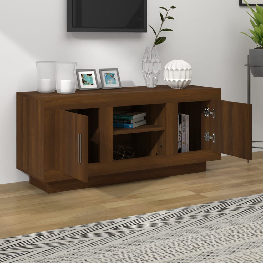 Tv-meubel 102x35x45 cm bewerkt hout bruin eikenkleur MeubelReus