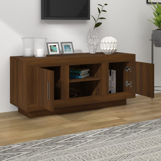 Tv-meubel 102x35x45 cm bewerkt hout bruin eikenkleur MeubelReus