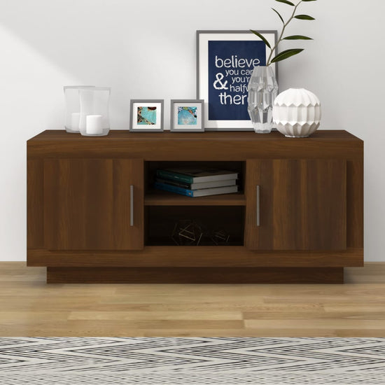 Tv-meubel 102x35x45 cm bewerkt hout bruin eikenkleur MeubelReus