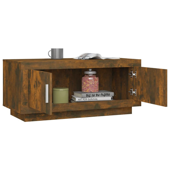 Salontafel 102x50x45 cm bewerkt hout gerookt eikenkleurig MeubelReus