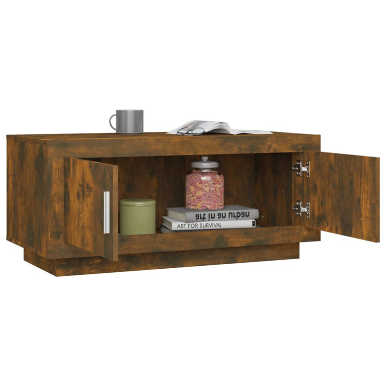 Salontafel 102x50x45 cm bewerkt hout gerookt eikenkleurig MeubelReus