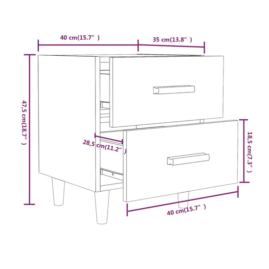 Nachtkastjes 2 st 40x35x47,5 cm hoogglans wit MeubelReus