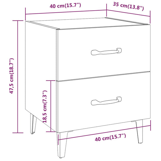 Nachtkastjes 2 st 40x35x47,5 cm wit MeubelReus