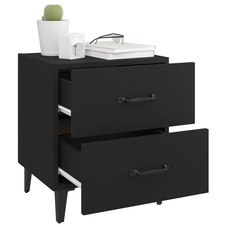 Nachtkastjes 2 st 40x35x47,5 cm zwart MeubelReus