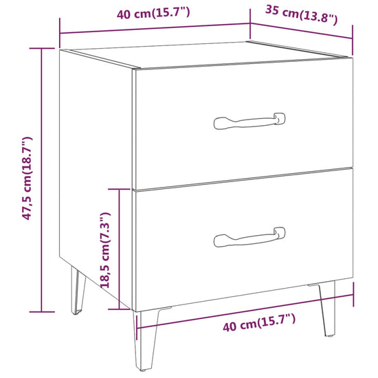 Nachtkastjes 2 st 40x35x47,5 cm zwart MeubelReus