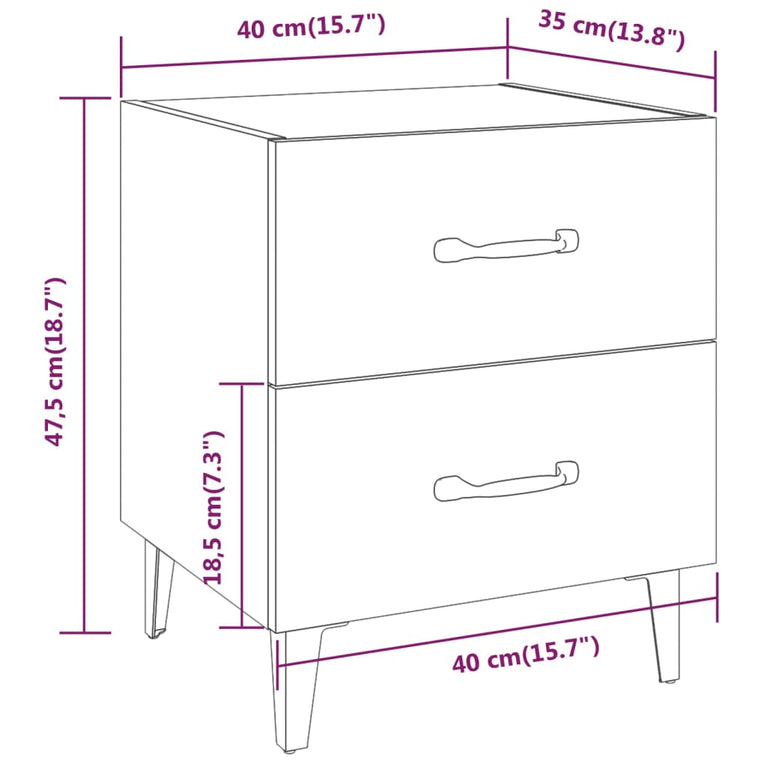 Nachtkastjes 2 st 40x35x47,5 cm zwart MeubelReus