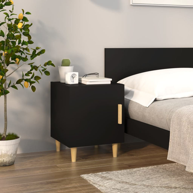 Nachtkastje bewerkt hout zwart MeubelReus