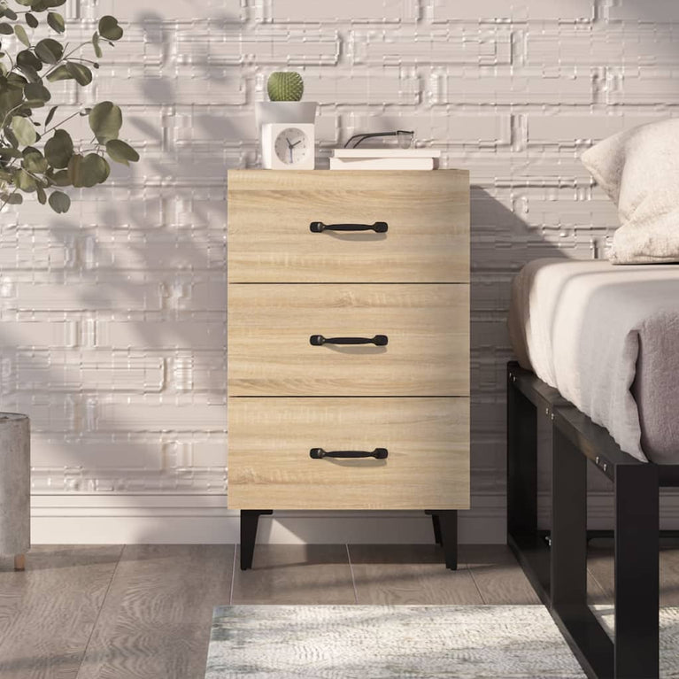 Nachtkastje 40x40x66 cm bewerkt hout sonoma eikenkleurig MeubelReus
