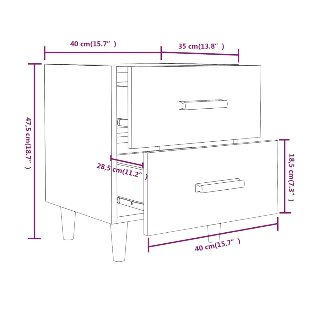 Nachtkastjes 2 st 40x35x47,5 cm gerookt eikenkleurig MeubelReus