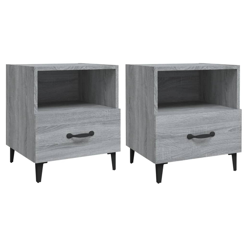 Nachtkastjes 2 st bewerkt hout grijs sonoma eikenkleurig MeubelReus