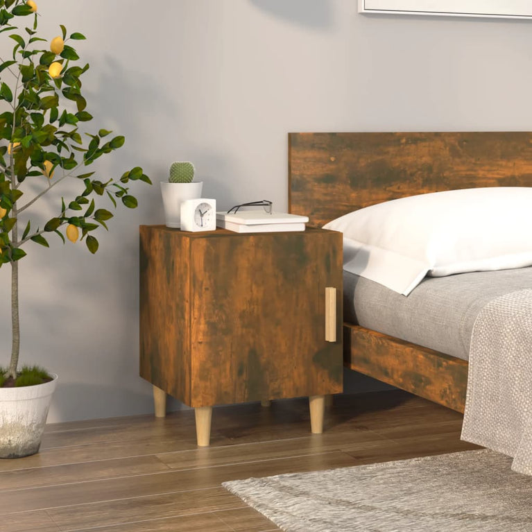 Nachtkastje bewerkt hout gerookt eikenkleurig MeubelReus