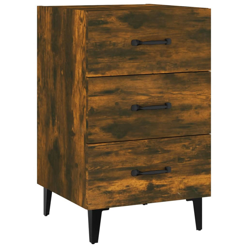 Nachtkastje 40x40x66 cm bewerkt hout gerookt eikenkleurig MeubelReus