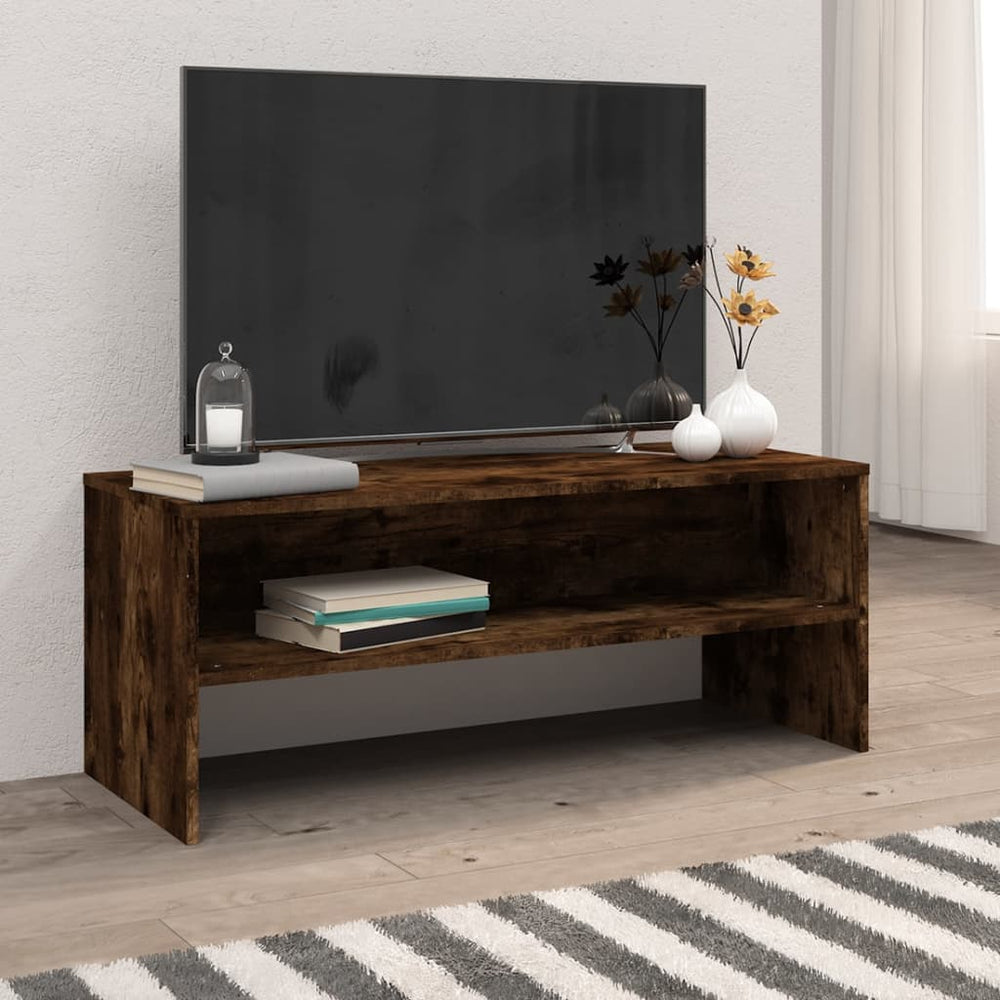 Tv-meubel 100x40x40 cm bewerkt hout gerookt eikenkleurig MeubelReus