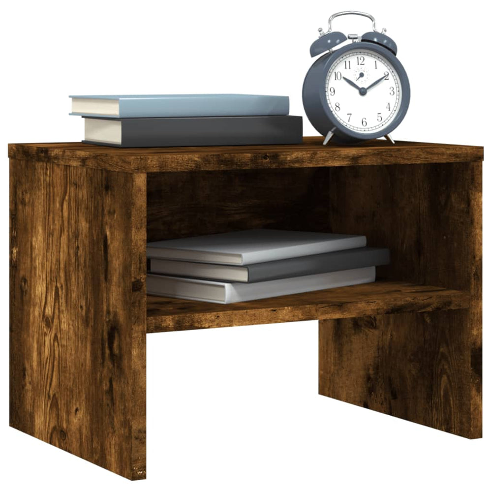 Nachtkastje 40x30x30 cm bewerkt hout gerookt eikenkleurig MeubelReus