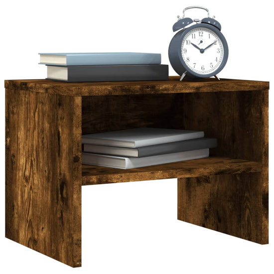 Nachtkastje 40x30x30 cm bewerkt hout gerookt eikenkleurig MeubelReus