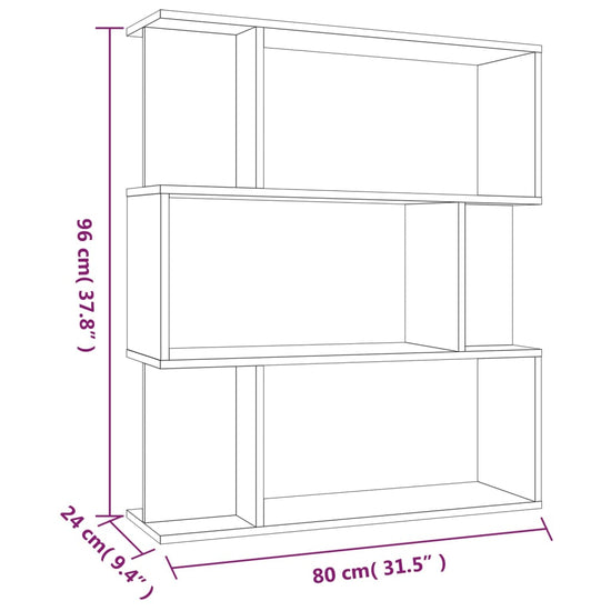 Boekenkast / kamerscherm 80x24x96 cm bewerkt hout gerookt eiken MeubelReus